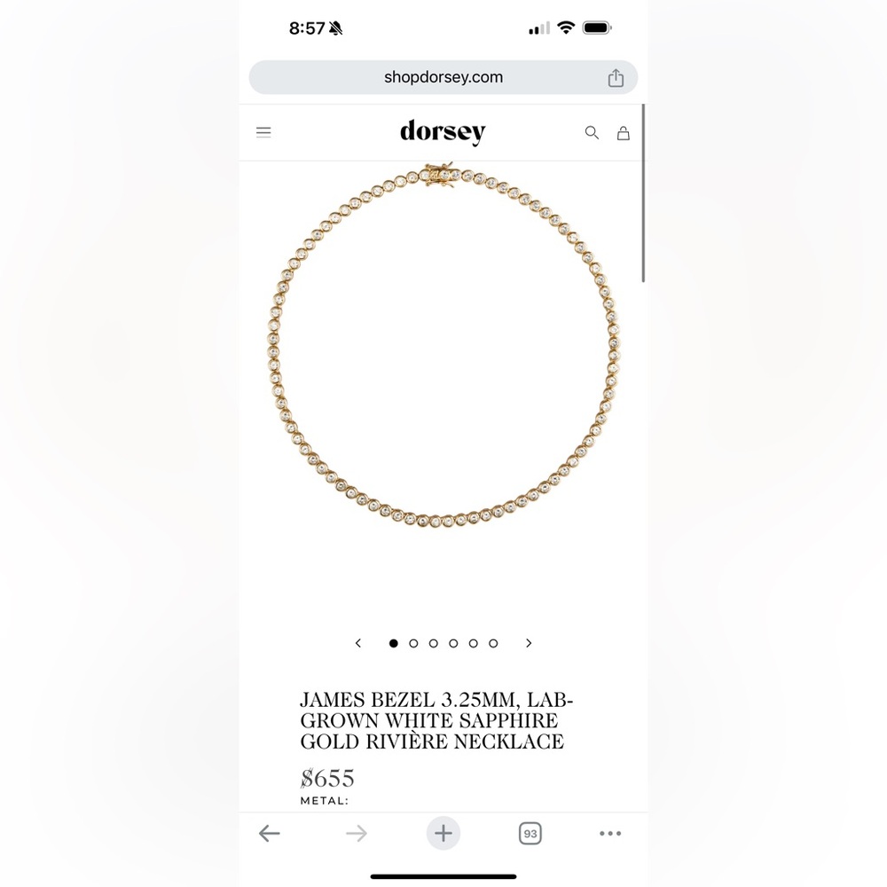 JAMES BEZEL 3.25MM white sapphire gold RIVIÈRE NECKLACE, 16” tennis necklace